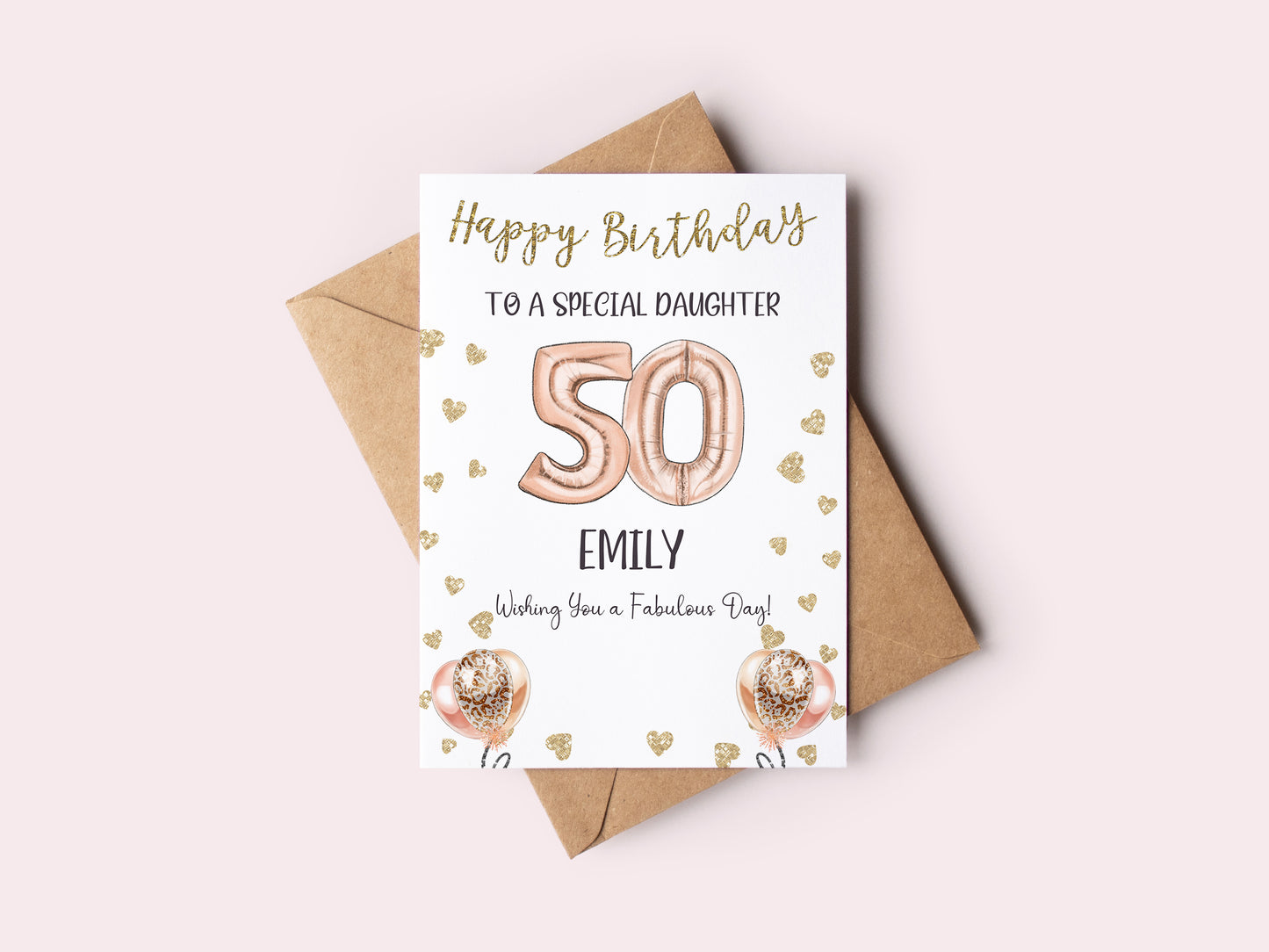 50th Birthday Card for Daughter - Any Relation and Age