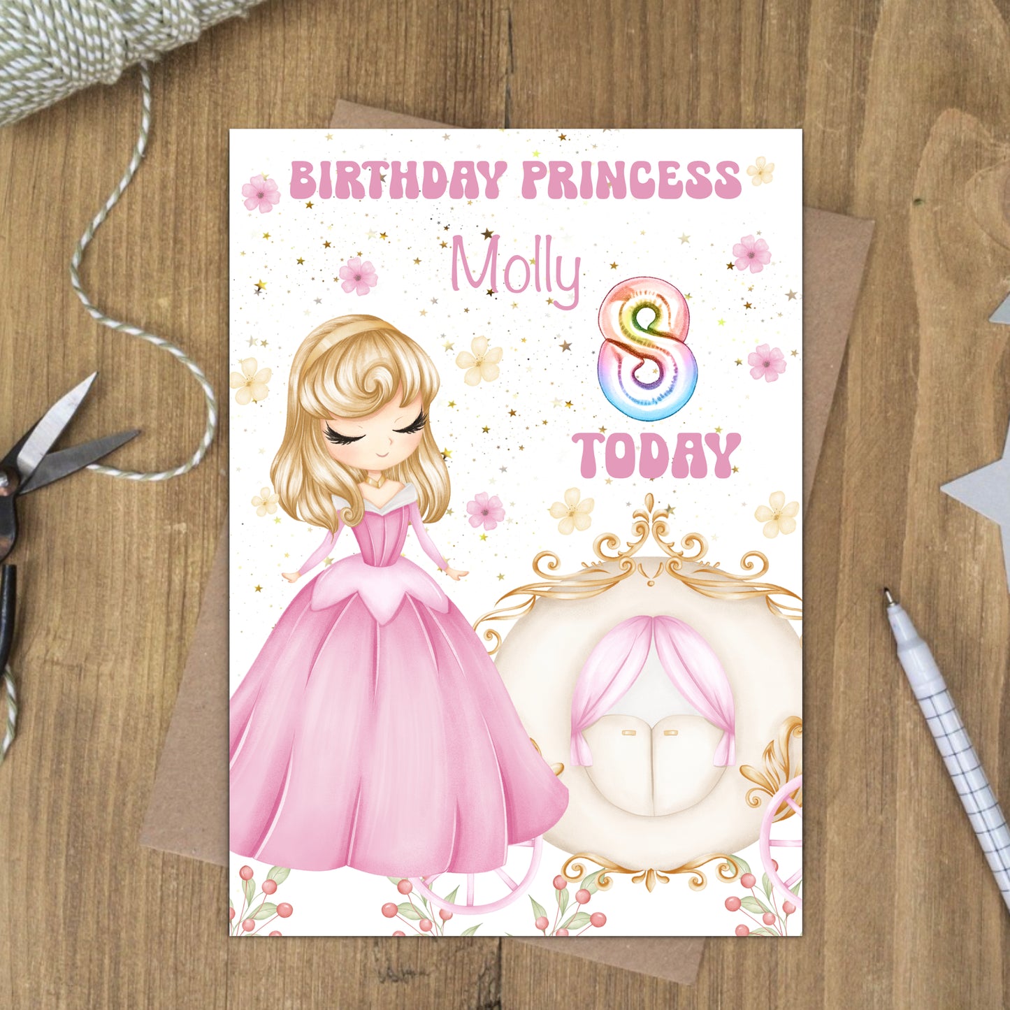 Aurora princess birthday card