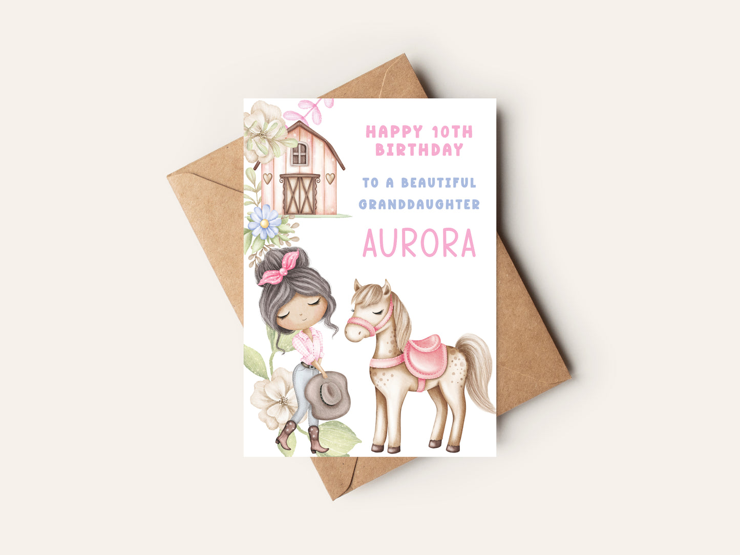 Horse rider Birthday Card for Special Granddaughter
