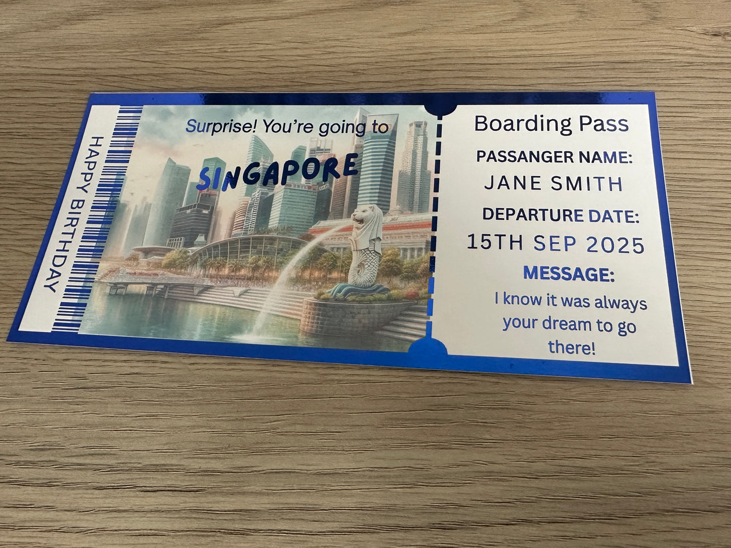 Holiday Weekend Away Foil Personalised Ticket Voucher , Trip Getaway Surprise Gift Gift Him Her