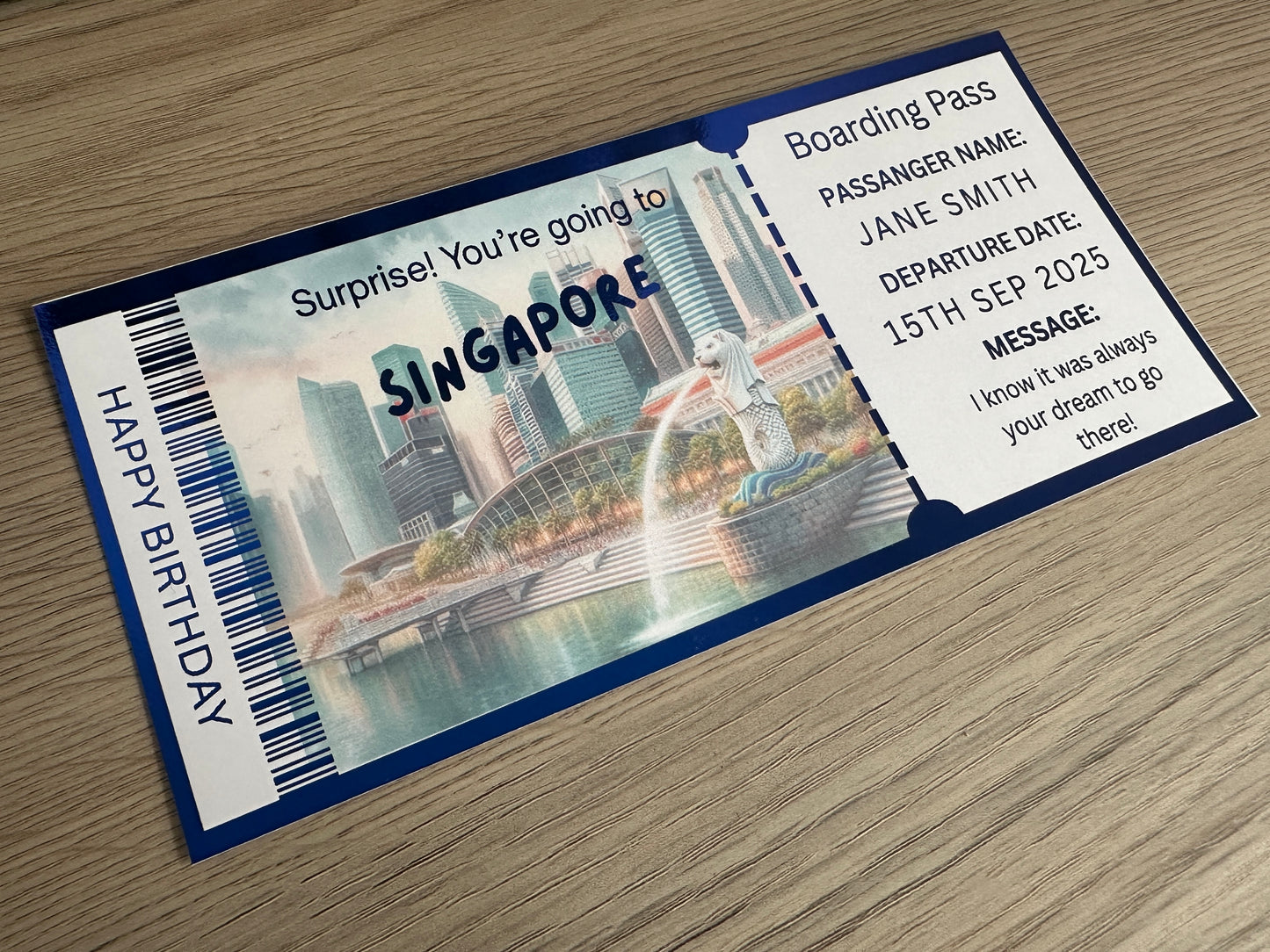 Holiday Weekend Away Foil Personalised Ticket Voucher , Trip Getaway Surprise Gift Gift Him Her