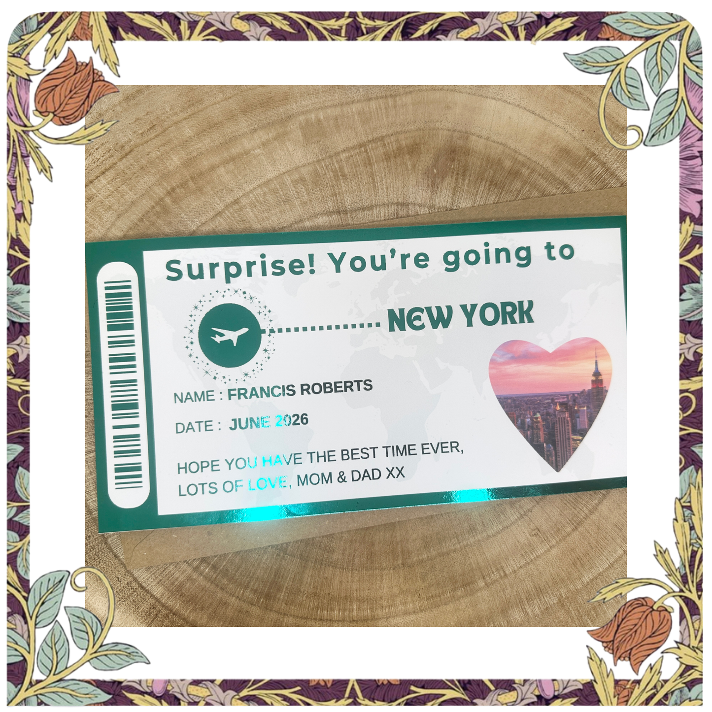 Destination Ticket Fake Boarding Pass, Trip Getaway Surprise Gift Gift Him or Her