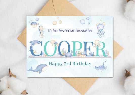 Under The Sea Birthday Card For Boys