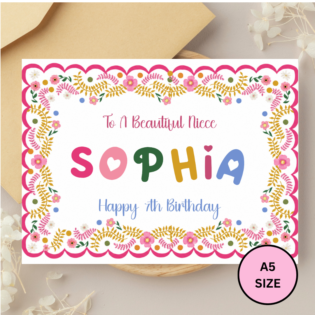 Colourful Floral Birthday Card for Girls - Any age
