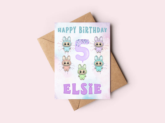 Personalised Labubu Birthday Card For Girls