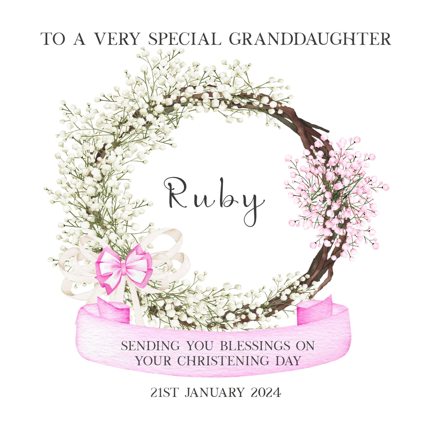 Christening Card for Baby Girl, Personalised Baptism Keepsake Gift for Granddaughter, Niece, Goddaughter