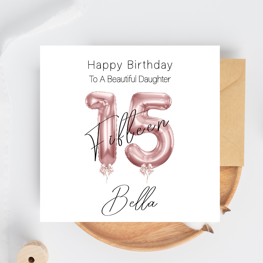 Personalised Balloons Birthday Card for Girls - Any age