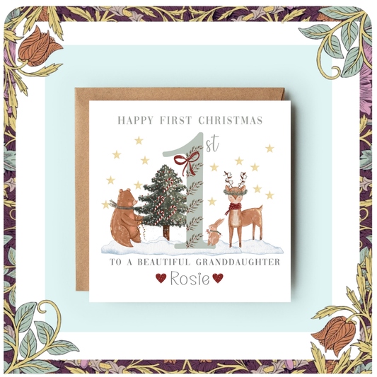 1st Christmas Card for Granddaughter, Daughter, Niece, Little Girl