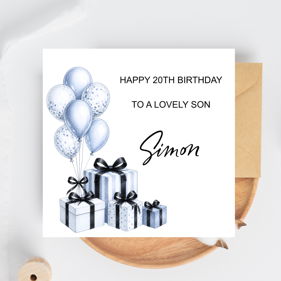 Personalised 20th Birthday Card for Him - Any age and relation