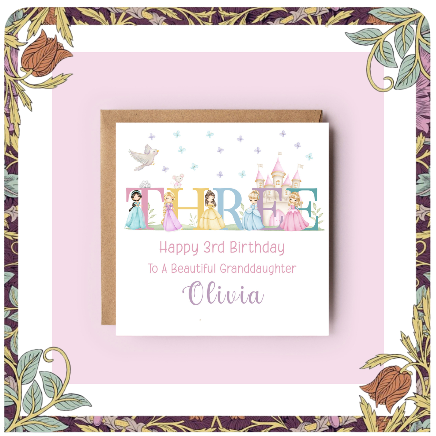 Princess Birthday Card for Granddaughter