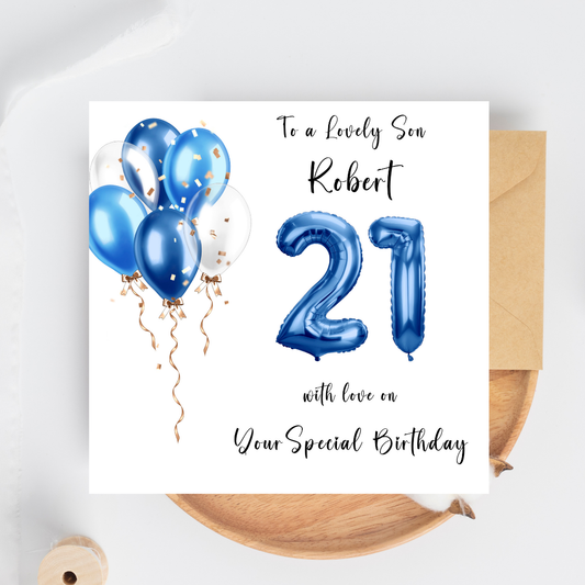 Personalised 21st Birthday Card for Him - Any age