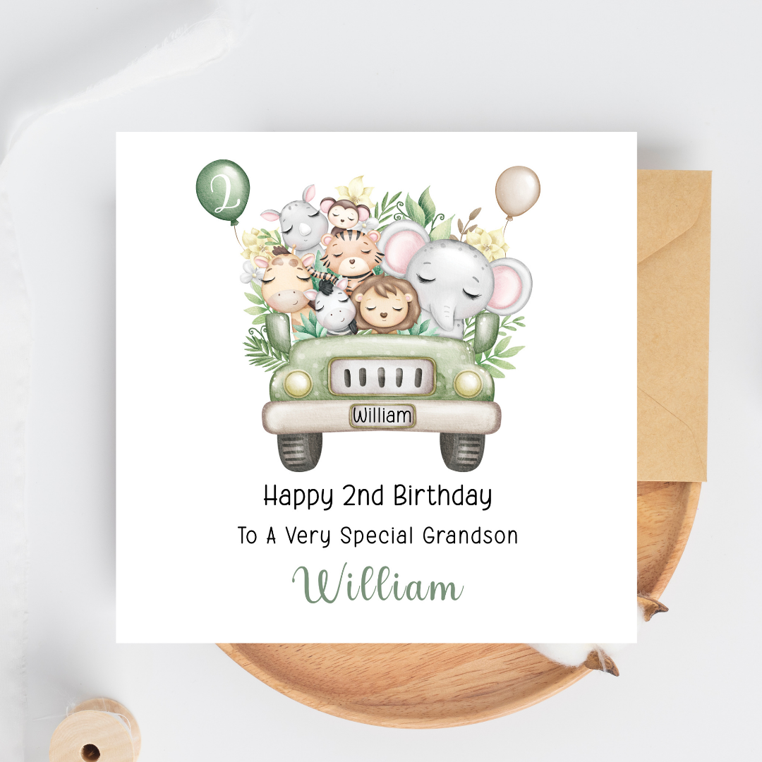 Safari Animals Birthday Card for Boys - Any age