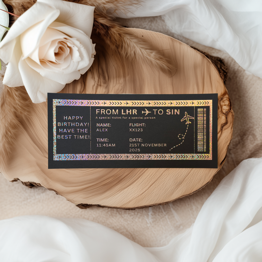 Any Destination Holiday surprise reveal foil boarding pass - Surprise Trip Gift