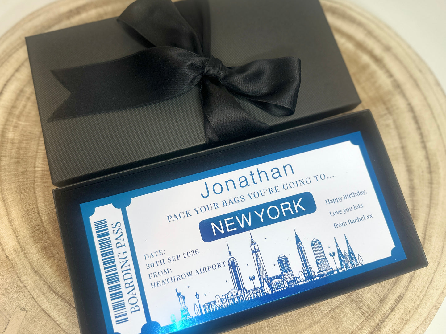 Surprise trip reveal, New York trip reveal, Fake flight ticket, Holiday ticket surprise reveal, NYC surprise trip, Destination ticket