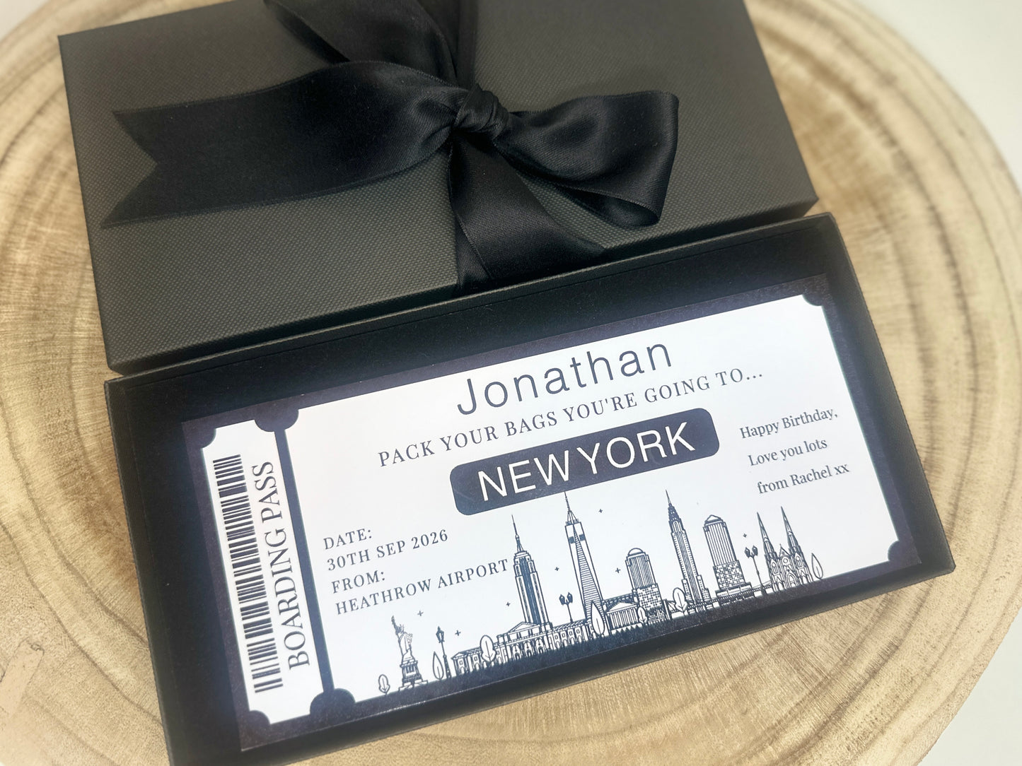 Surprise trip reveal, New York trip reveal, Fake flight ticket, Holiday ticket surprise reveal, NYC surprise trip, Destination ticket