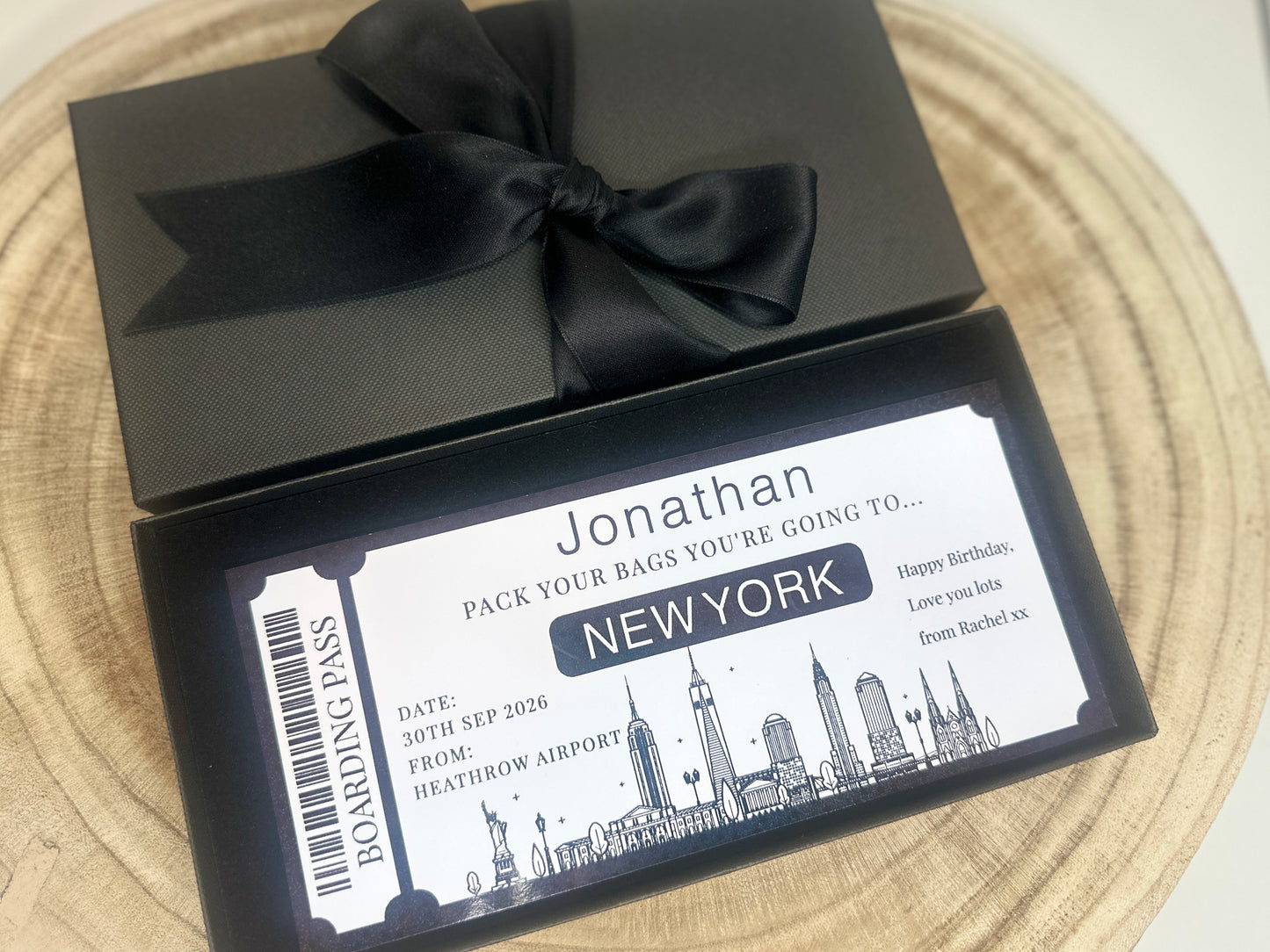 Surprise trip reveal, New York trip reveal, Fake flight ticket, Holiday ticket surprise reveal, NYC surprise trip, Destination ticket