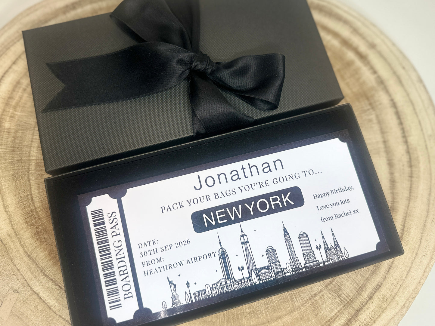 Surprise trip reveal, New York trip reveal, Fake flight ticket, Holiday ticket surprise reveal, NYC surprise trip, Destination ticket