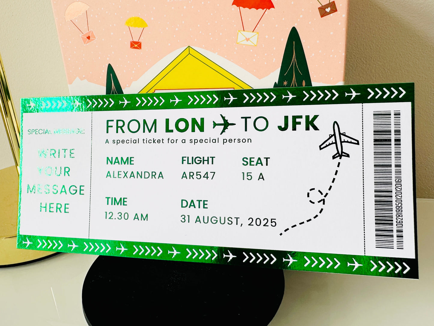 Weekend Away Reveal, Staycation with Itinerary Foil Ticket, Surprise Ticket Reveal