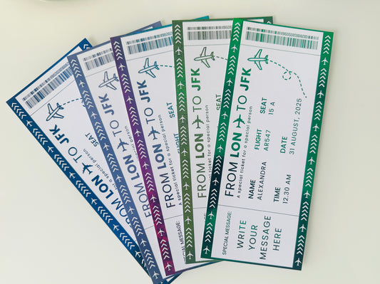 New York Holiday surprise reveal foil boarding pass, Surprise Trip Gift