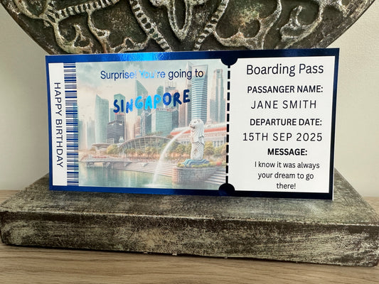 Holiday Weekend Away Foil Personalised Ticket Voucher , Trip Getaway Surprise Gift Gift Him Her