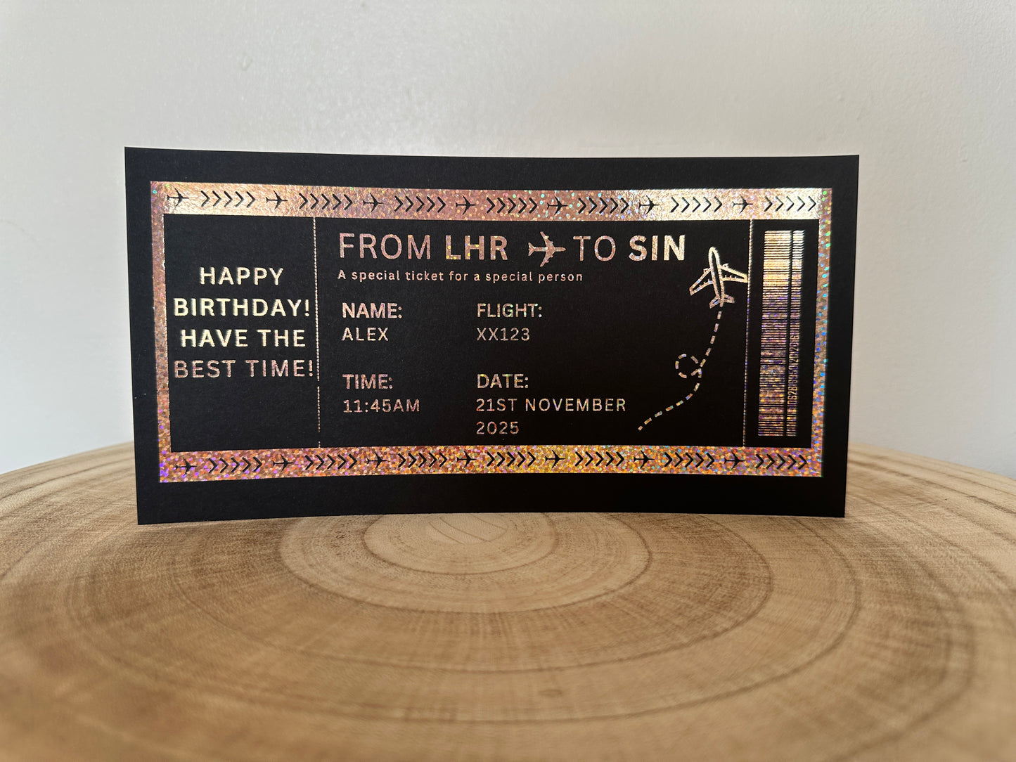 Any Destination Holiday surprise reveal foil boarding pass - Surprise Trip Gift