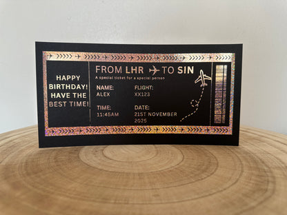 Any Destination Holiday surprise reveal foil boarding pass - Surprise Trip Gift