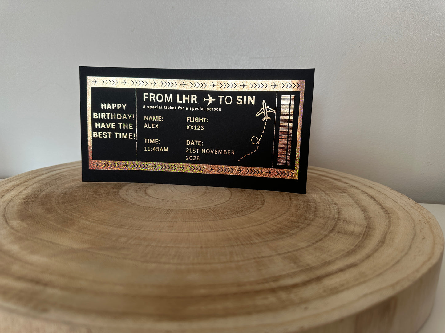 Any Destination Holiday surprise reveal foil boarding pass - Surprise Trip Gift