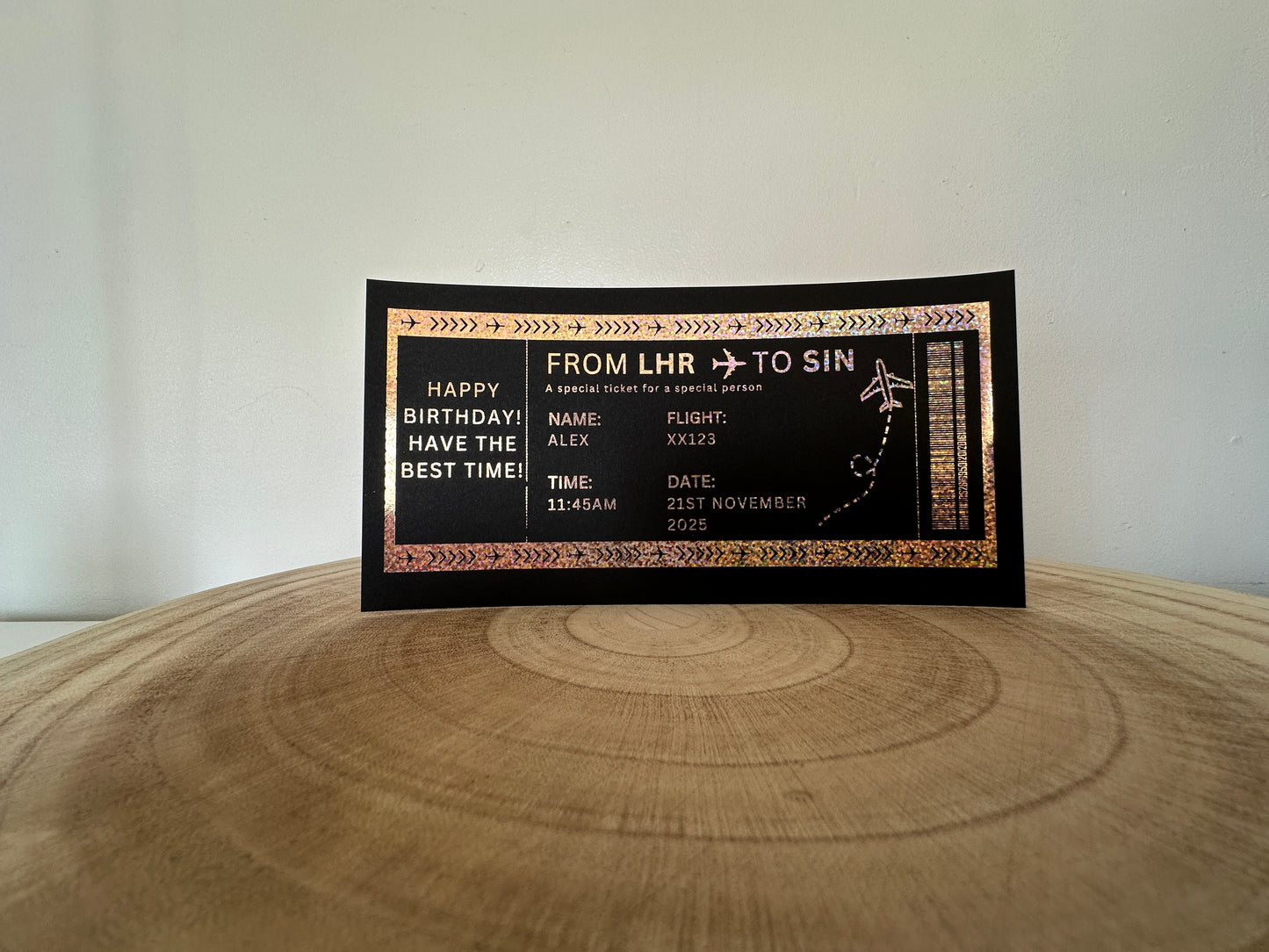 Any Destination Holiday surprise reveal foil boarding pass - Surprise Trip Gift