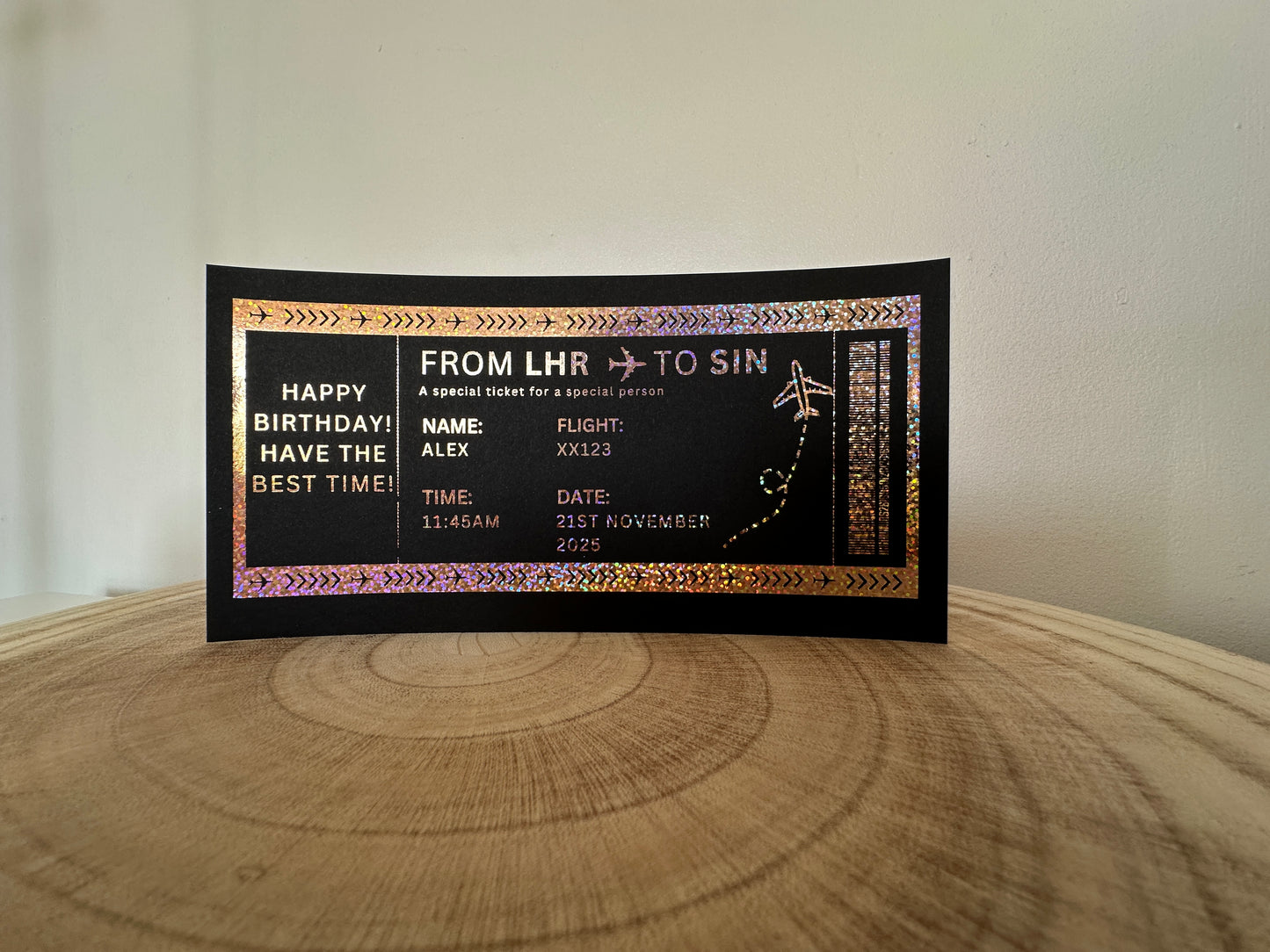 Any Destination Holiday surprise reveal foil boarding pass - Surprise Trip Gift