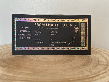 Any Destination Holiday surprise reveal foil boarding pass - Surprise Trip Gift