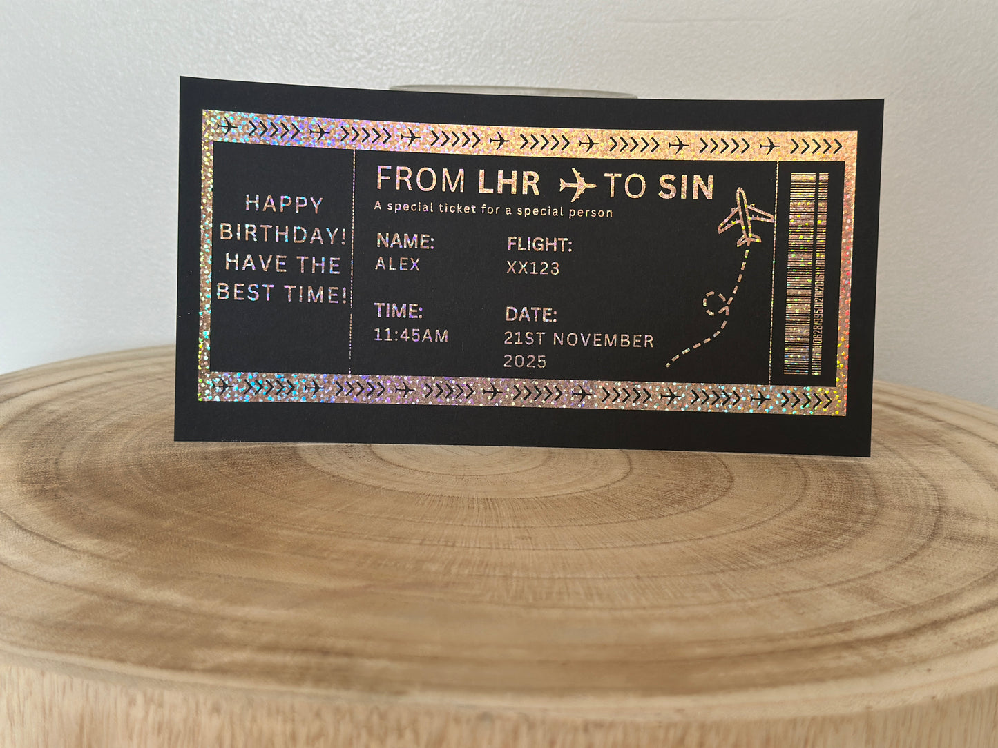 Any Destination Holiday surprise reveal foil boarding pass - Surprise Trip Gift