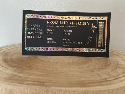 Any Destination Holiday surprise reveal foil boarding pass - Surprise Trip Gift