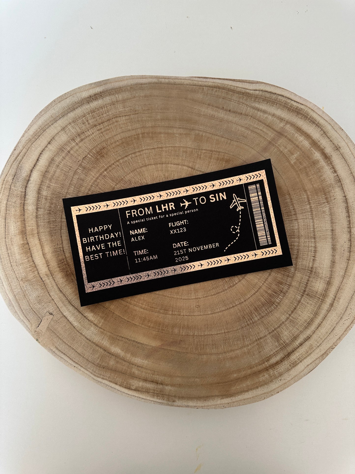 Any Destination Holiday surprise reveal foil boarding pass - Surprise Trip Gift