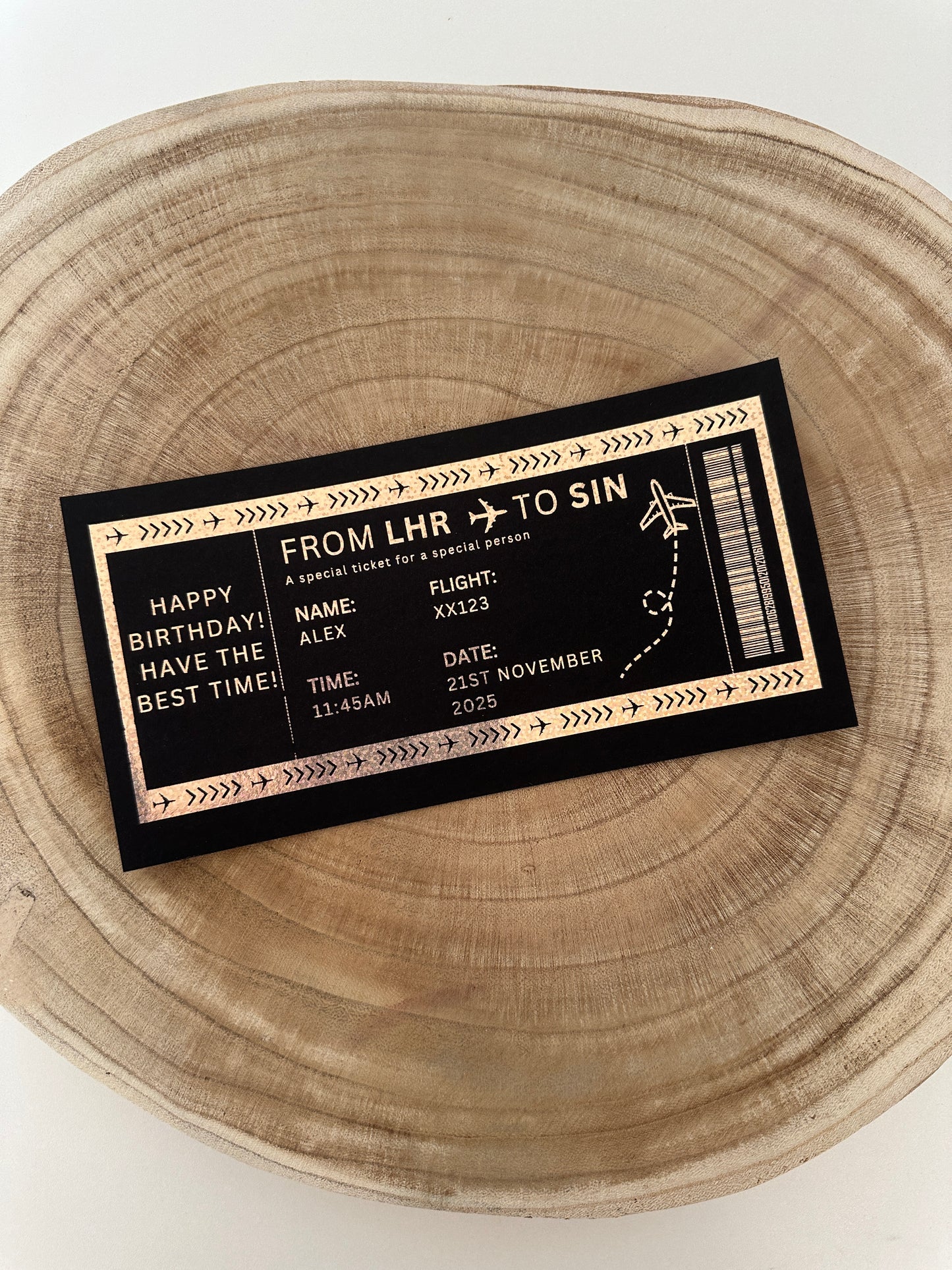 Any Destination Holiday surprise reveal foil boarding pass - Surprise Trip Gift