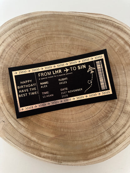 Any Destination Holiday surprise reveal foil boarding pass - Surprise Trip Gift