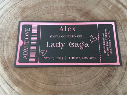 Concert surprise reveal foil ticket, Surprise Gift Reveal Ticket