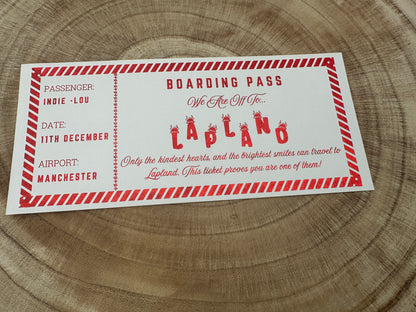 Lapland surprise reveal foil boarding pass, Surprise Trip Gift