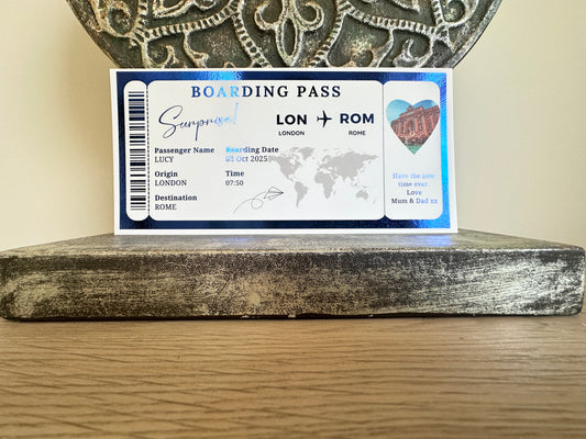 Destination Ticket Fake Boarding Pass, Trip Getaway Surprise Gift Gift Him or Her
