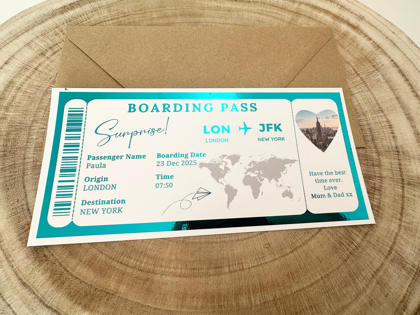 Personalised Fake Boarding Pass, Trip Getaway Surprise Gift Gift Him or Her