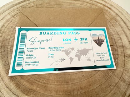 Personalised Fake Boarding Pass, Trip Getaway Surprise Gift Gift Him or Her