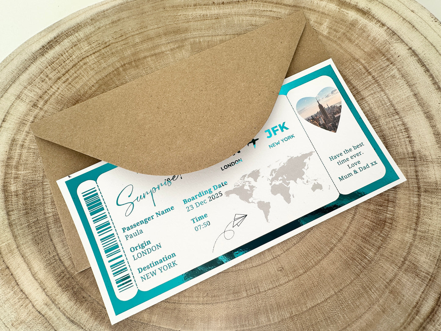 Personalised Fake Boarding Pass, Trip Getaway Surprise Gift Gift Him or Her