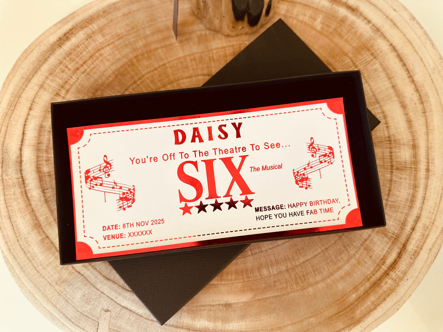 Personalised theatre ticket gift, Six the musical ticket, Souvenir tickets, West End Ticket, Theatre tickets gift voucher, Broadway ticket