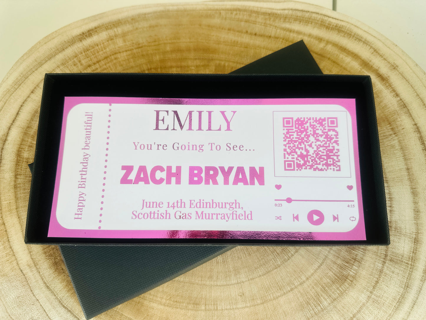 Concert reveal, Zach Bryan ticket surprise gift, Concert Ticket gift, Concert ticket gift box, Concert ticket surprise, Foil ticket