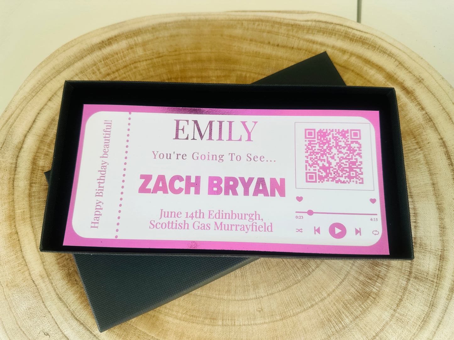 Concert reveal, Zach Bryan ticket surprise gift, Concert Ticket gift, Concert ticket gift box, Concert ticket surprise, Foil ticket