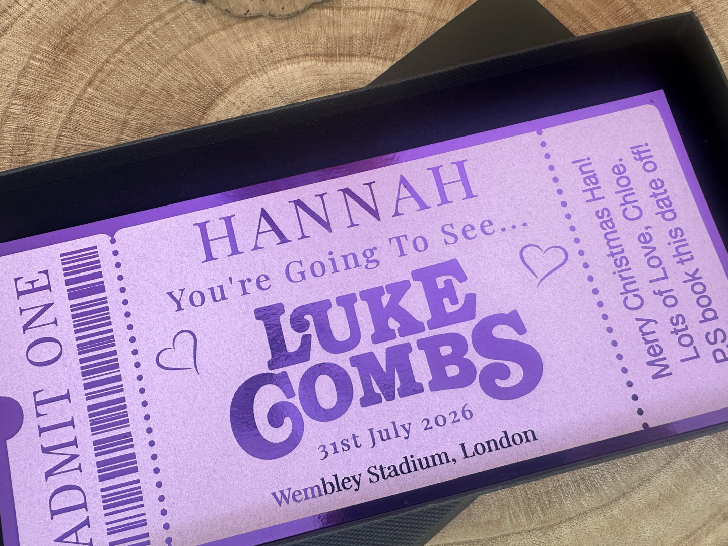Concert ticket reveal, Concert ticket gift Luke Combs, Concert foiled ticket gift box, Surprise concert ticket, Personalised ticket event