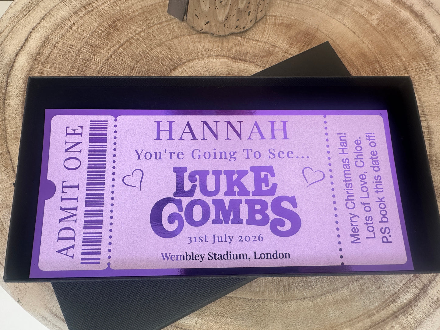 Concert ticket reveal, Concert ticket gift Luke Combs, Concert foiled ticket gift box, Surprise concert ticket, Personalised ticket event