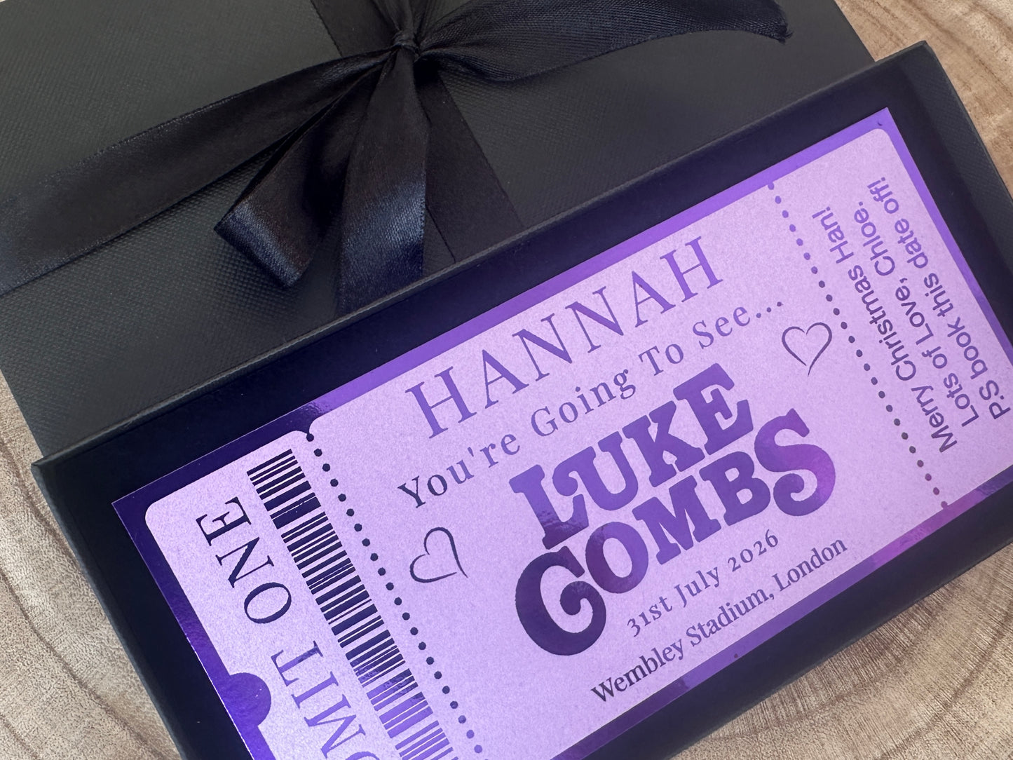 Concert ticket reveal, Concert ticket gift Luke Combs, Concert foiled ticket gift box, Surprise concert ticket, Personalised ticket event