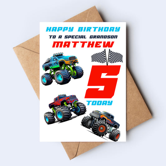 Monster Truck Boys Children's Birthday Card