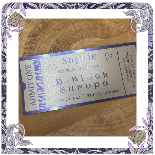 Foil Concert Tickets Show Event Personalised Voucher - Metalic