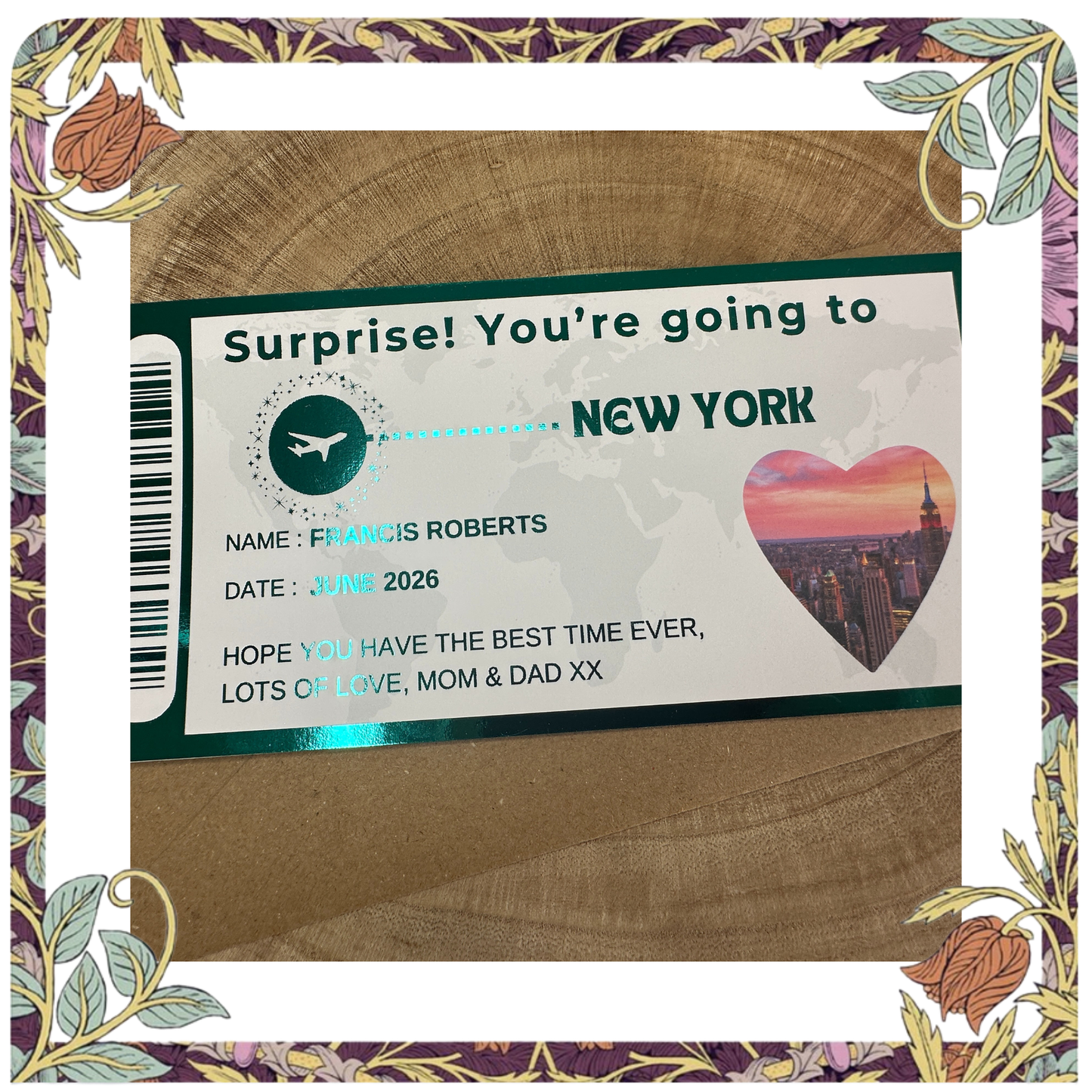 Destination Ticket Fake Boarding Pass, Trip Getaway Surprise Gift Gift Him or Her